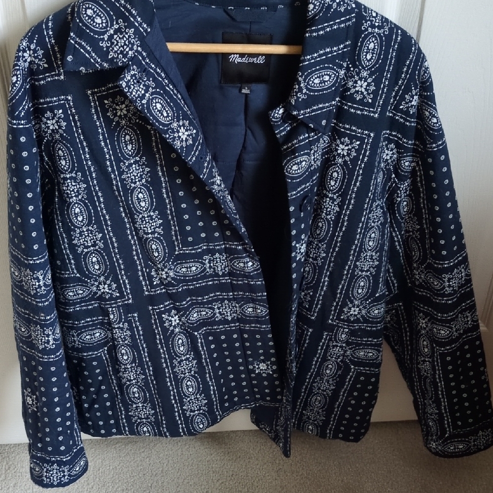 Madewell Navy and White Bandana-Print Jacket